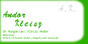 andor kleisz business card